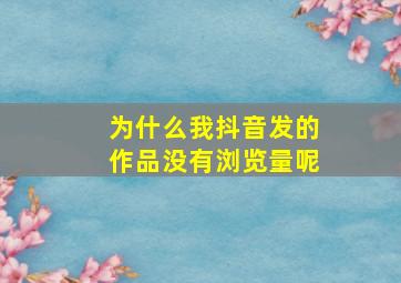 为什么我抖音发的作品没有浏览量呢