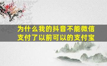 为什么我的抖音不能微信支付了以前可以的支付宝