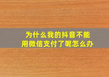 为什么我的抖音不能用微信支付了呢怎么办