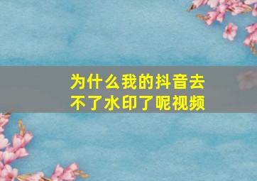 为什么我的抖音去不了水印了呢视频