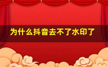 为什么抖音去不了水印了