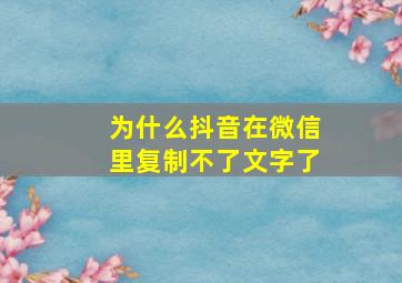 为什么抖音在微信里复制不了文字了