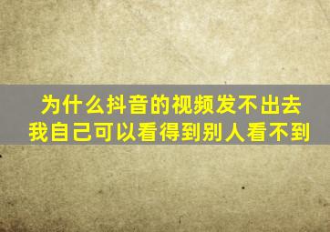 为什么抖音的视频发不出去我自己可以看得到别人看不到