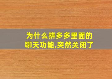 为什么拼多多里面的聊天功能,突然关闭了