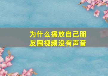 为什么播放自己朋友圈视频没有声音