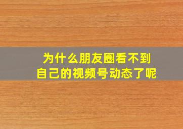 为什么朋友圈看不到自己的视频号动态了呢