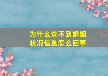 为什么查不到婚姻状况信息怎么回事