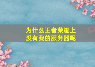 为什么王者荣耀上没有我的服务器呢