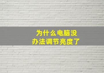 为什么电脑没办法调节亮度了