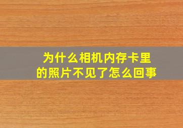 为什么相机内存卡里的照片不见了怎么回事