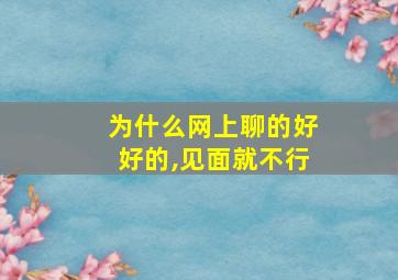 为什么网上聊的好好的,见面就不行