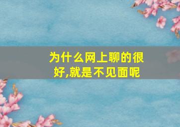 为什么网上聊的很好,就是不见面呢