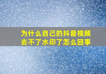 为什么自己的抖音视频去不了水印了怎么回事