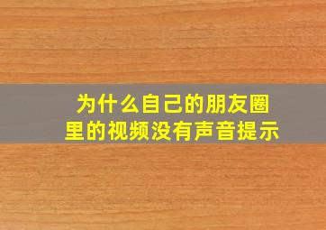 为什么自己的朋友圈里的视频没有声音提示