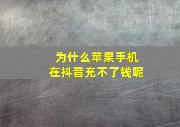 为什么苹果手机在抖音充不了钱呢