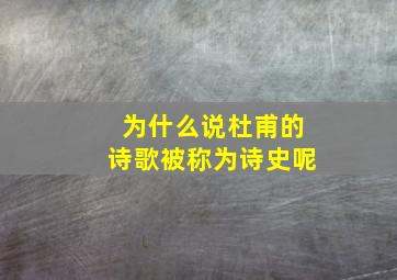 为什么说杜甫的诗歌被称为诗史呢