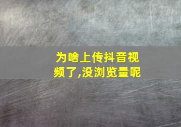 为啥上传抖音视频了,没浏览量呢