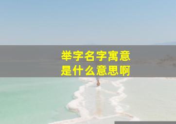 举字名字寓意是什么意思啊