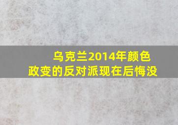 乌克兰2014年颜色政变的反对派现在后悔没