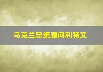 乌克兰总统顾问利特文