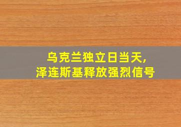 乌克兰独立日当天,泽连斯基释放强烈信号