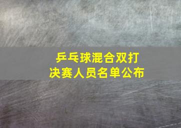 乒乓球混合双打决赛人员名单公布