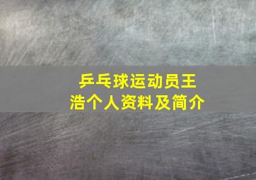 乒乓球运动员王浩个人资料及简介