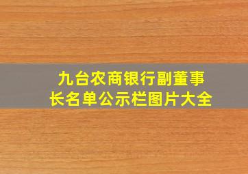 九台农商银行副董事长名单公示栏图片大全