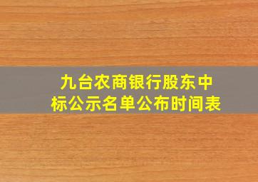 九台农商银行股东中标公示名单公布时间表