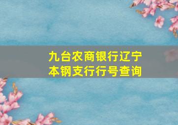 九台农商银行辽宁本钢支行行号查询