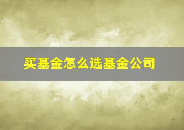 买基金怎么选基金公司