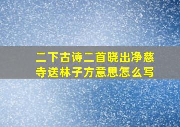 二下古诗二首晓出净慈寺送林子方意思怎么写