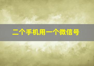 二个手机用一个微信号