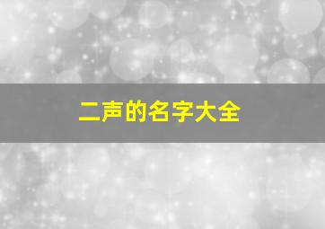 二声的名字大全