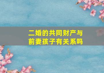 二婚的共同财产与前妻孩子有关系吗