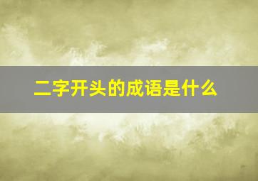 二字开头的成语是什么