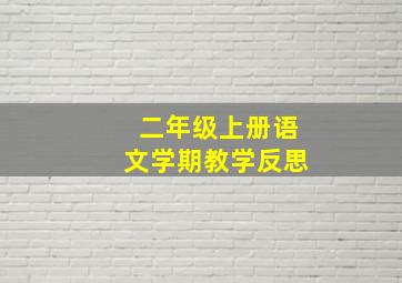 二年级上册语文学期教学反思