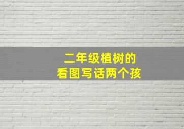 二年级植树的看图写话两个孩