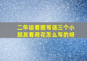 二年级看图写话三个小朋友看荷花怎么写的呀