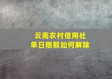 云南农村信用社单日限额如何解除