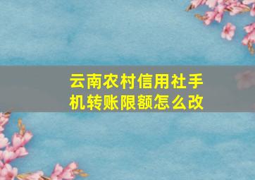 云南农村信用社手机转账限额怎么改