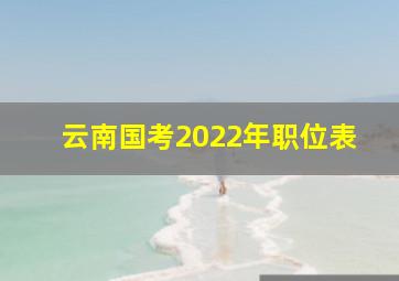 云南国考2022年职位表