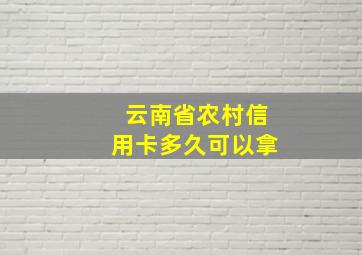 云南省农村信用卡多久可以拿