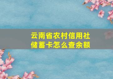 云南省农村信用社储蓄卡怎么查余额