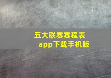 五大联赛赛程表app下载手机版