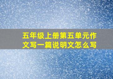 五年级上册第五单元作文写一篇说明文怎么写