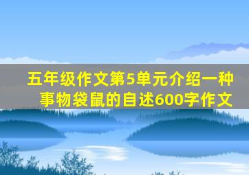 五年级作文第5单元介绍一种事物袋鼠的自述600字作文