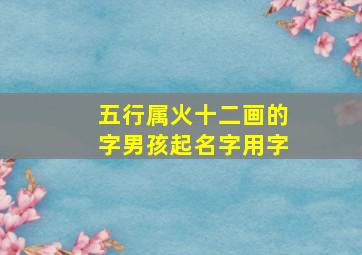 五行属火十二画的字男孩起名字用字