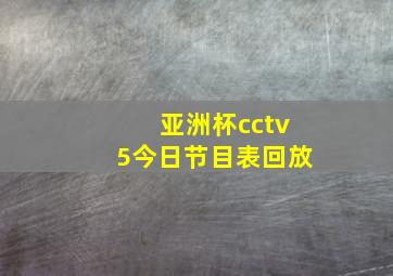 亚洲杯cctv5今日节目表回放