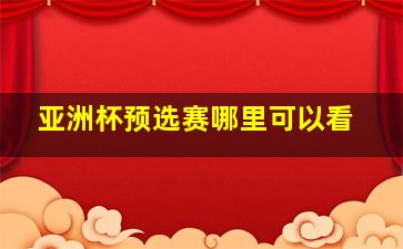 亚洲杯预选赛哪里可以看